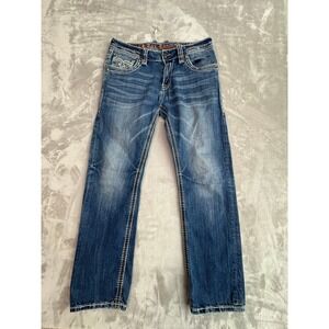 Rock Revival Echter Straight Leg Mens Jeans Blue Wash 34x30 EP9782J200R